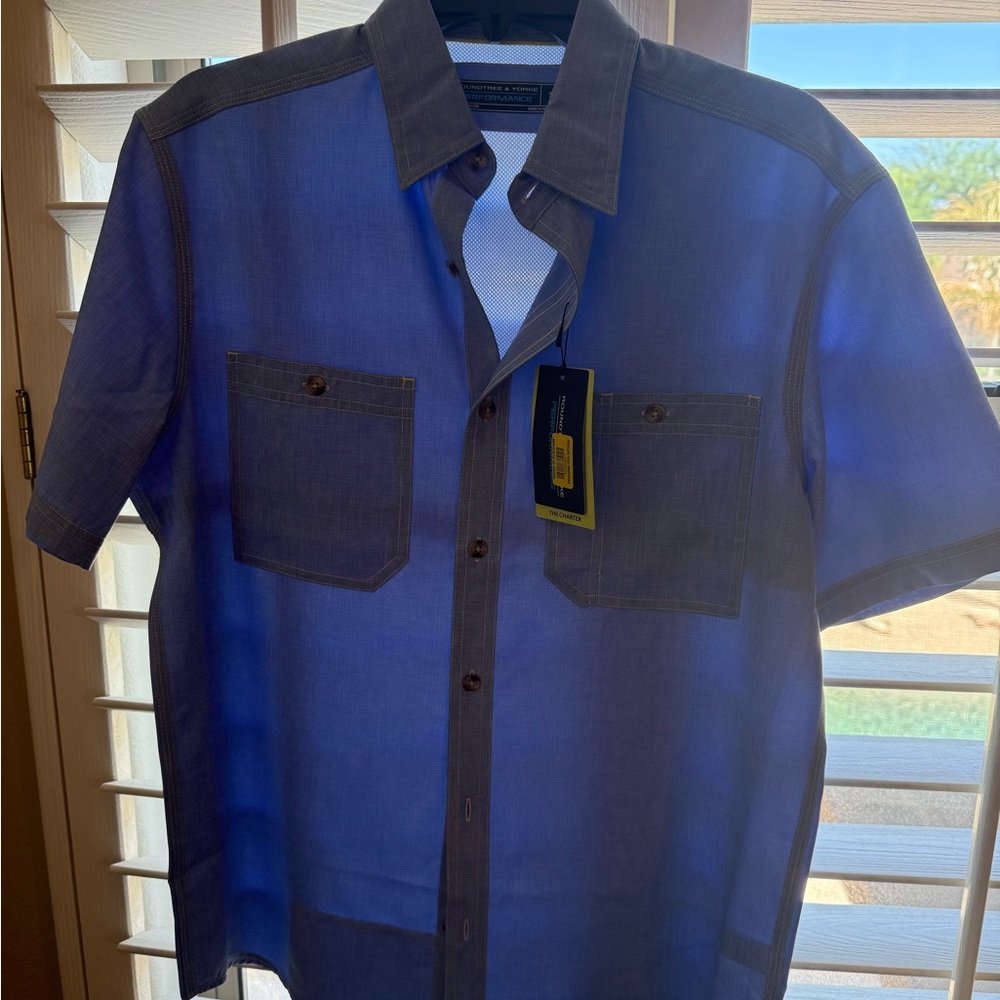 Roundtree & Yorke Light Blue Casual Button Down Shirt - Picture 3 of 4